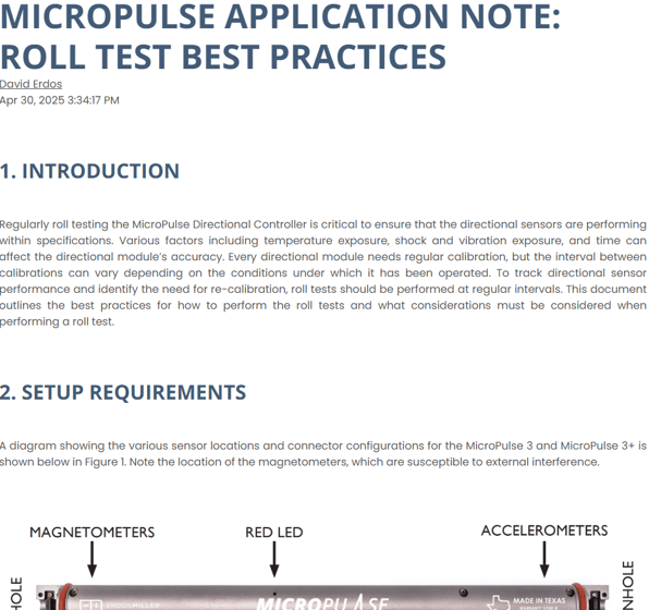 MICROPULSE APPLICATION NOTE: ROLL TEST BEST PRACTICES