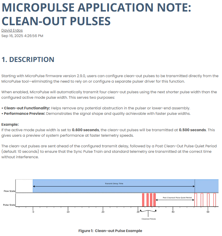 MICROPULSE APPLICATION NOTE: CLEAN-OUT PULSES